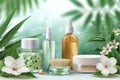 Skincare spa meditation room cream, anti aging aromatherapy. Face maskdimethicone. Beauty spa experience Product self care jar