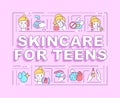 Skincare for teens word concepts pink banner