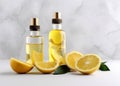 treatment organic oil lime natural skincare lemon bottle spa body. Generative AI. Royalty Free Stock Photo