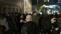 Skinhead fascist football hooligan on protest in defense of Alexey Navalny.