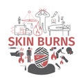 Skinl Burns kine banner. Treatment. Vector illustrations