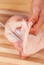 Skinning chicken