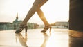 Skinny attractive legs of young woman dancer in high heels
