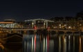 The skinny bridge magere brug at night amsterdam holland netherlands europe Royalty Free Stock Photo