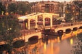 Skinny Bridge at sunset, Amsterdam, Netherlands