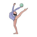 Skinny girl with ball in hand dancing sports dance. The girl is engaged in gymnastics.Olympic sports single icon