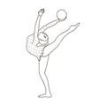 Skinny girl with ball in hand dancing sports dance. The girl is engaged in gymnastics.Olympic sports single icon in