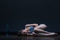 Skinny girl lying on floor Royalty Free Stock Photo