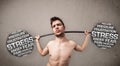 Skinny guy defeating stress Royalty Free Stock Photo