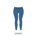 Skinny Pants Type of Woman Trousers Silhouette Icon. Modern Women Garment Style. Fashion Casual Apparel. Beautiful Type