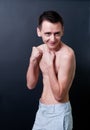 Skinny topless man. Royalty Free Stock Photo