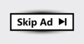Skip ad vector button. Block advertisement icon. Simple Vector Skip Ad Button. Skip Ad button advertisement isolated icon Royalty Free Stock Photo