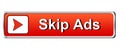 Skip ads square web button classic red button white background