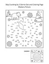 Skip counting by 3 dot-to-dot and coloring page - snowflake. Answer included.