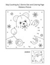 Skip counting by 2 dot-to-dot and coloring page - teddy bear and big heart. Answer included.