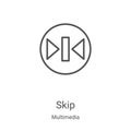 skip icon vector from multimedia collection. Thin line skip outline icon vector illustration. Linear symbol for use on web and