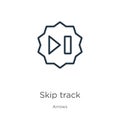 Skip track icon. Thin linear skip track outline icon isolated on white background from arrows collection. Line vector sign, symbol