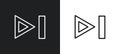 skip track outline icon in white and black colors. skip track flat vector icon from arrows collection for web, mobile apps and ui