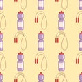 Skipping rope for an exercise healthy sport jump fitness seamless pattern vector illustration