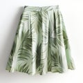 Green Palm Leaf Print Skirt - Soft Light Matte Photo