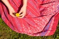 Skirt of a girl in the grass