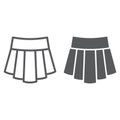 Skirt line and glyph icon, clothing and female, girl clothes sign, vector graphics, a linear pattern