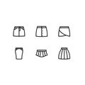 Skirt Line Icon Set, Fashion Icons on white background.