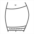 Skirt lingerie black line icon. Lower part of a dress or gown, covering the person from the waist to the knees or shorter.