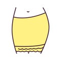 Skirt lingerie color line icon. Lower part of a dress or gown, covering the person from the waist to the knees or shorter.