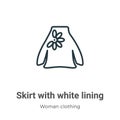 Skirt with white lining outline vector icon. Thin line black skirt with white lining icon, flat vector simple element illustration