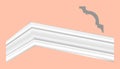 Skirting plastic white ceiling with drawings realistic vector