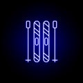 skis line icon in neon style. Element of winter sport illustration. Signs and symbols icon can be used for web, logo, mobile app,