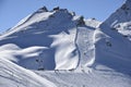 Skisloopes with alpine skiers Gaschurn