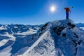 Skitouring with amazing view of swiss Alps