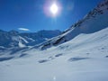 Skitouring in beautiful snowy alps