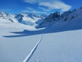 Skitouring in beautiful snowy alps