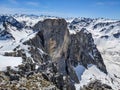 Skitouring on the Wiss Platte over Sankt Antonien. Ski tour in the alps. a beautiful mountain panorama winter landscape Royalty Free Stock Photo