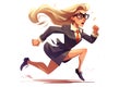 Skittish office girl running on white background, cartoon style, neural network generated art