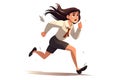 Skittish office girl running on white background, cartoon style, neural network generated art