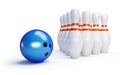 Skittles and bowling ball Royalty Free Stock Photo
