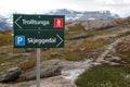 Signpost showing direction to Trolltunga, Norway
