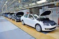 Skoda Octavia on conveyor line in factory Royalty Free Stock Photo