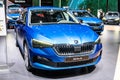 Skoda Scala at Geneva International Motor Show, small family car produced by Czech automaker Skoda Auto