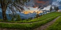 Skofja Loka, Slovenia - Beautiful panoramic rural scenery of the Slovenian Alps with the charming hilltop church of Sveti Tomaz