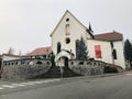 The Church of St.Anne and the adjacent Capuchin monastery stand on the Capuchin square in Skofja Loka, Slovenia.