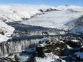 Skoga river waterfall in winter. Iceland Royalty Free Stock Photo