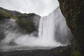 Skogafoss Iceland famous waterfall. Powerful stream, dramatic view with nobody Royalty Free Stock Photo