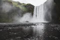 Skogafoss Iceland famous waterfall. Powerful stream, dramatic view with nobody Royalty Free Stock Photo