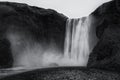 The Skogafoss waterfall in black and withe, Iceland Royalty Free Stock Photo