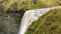 Skogafoss waterfall in Iceland during heavy rainfall seen from above Royalty Free Stock Photo